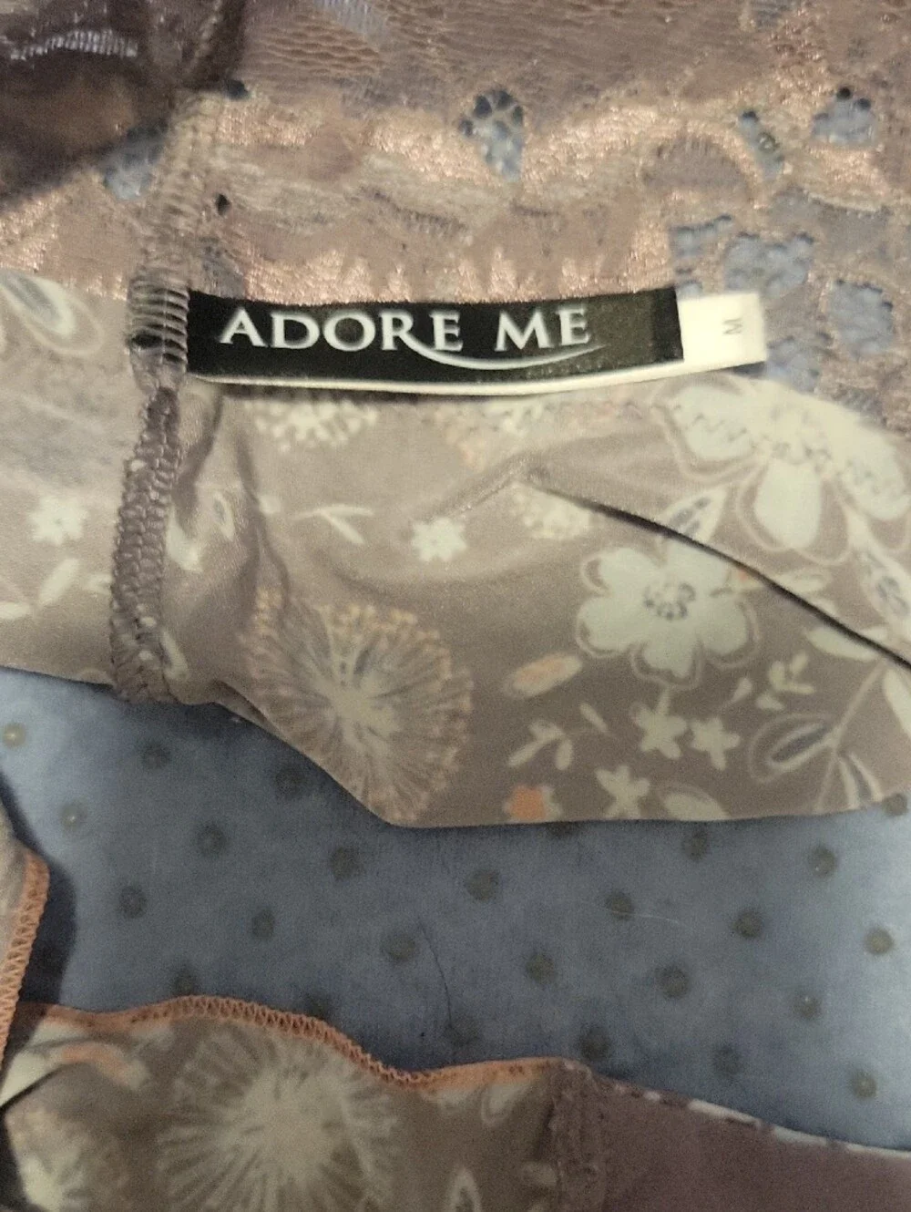 Adore Me Mauve Floral Lace Bralette & Brief Set